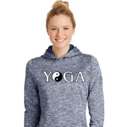 Yin Yang Yoga Text Ladies Dry Wicking Hoodie