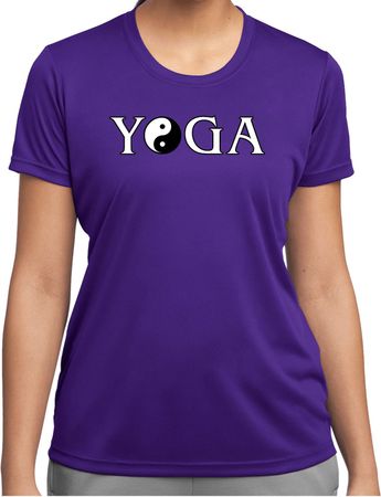 Yin Yang Yoga Text Ladies Dry Wicking T-shirt