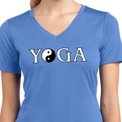 Yin Yang Yoga Text Ladies Dry Wicking V-neck