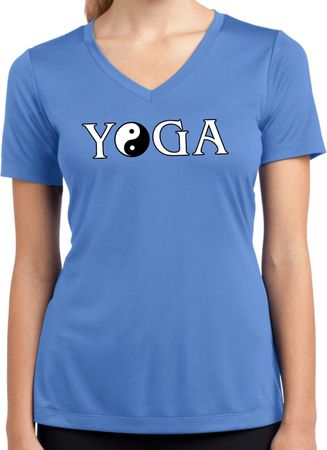 Yin Yang Yoga Text Ladies Dry Wicking V-neck