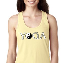 Yin Yang Yoga Text Ladies Ideal Tank Top