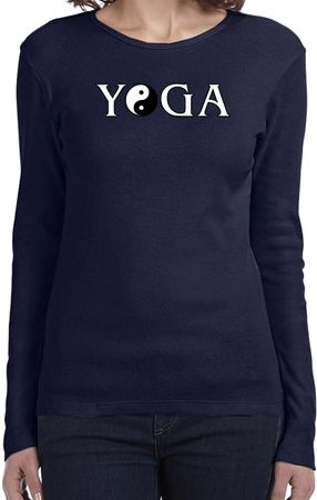 Yin Yang Yoga Text Ladies Long Sleeve