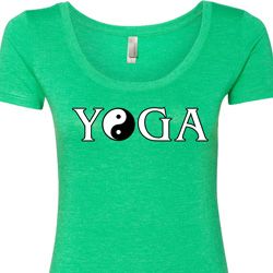 Yin Yang Yoga Text Ladies Scoop Neck