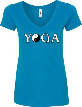 Yin Yang Yoga Text Ladies V-Neck