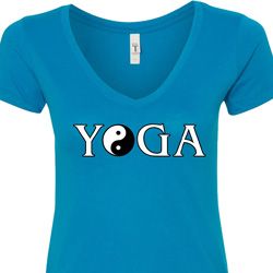 Yin Yang Yoga Text Ladies V-Neck