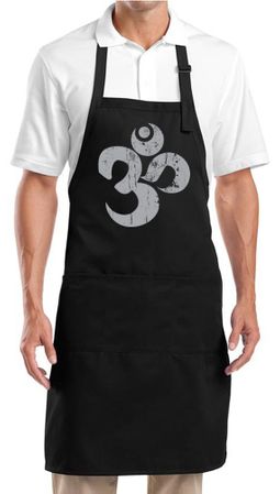 Yoga Apron Grey Distressed OM Full Apron with Pockets