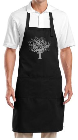Yoga Apron Grey Tree of Life Full Length Apron with Pockets
