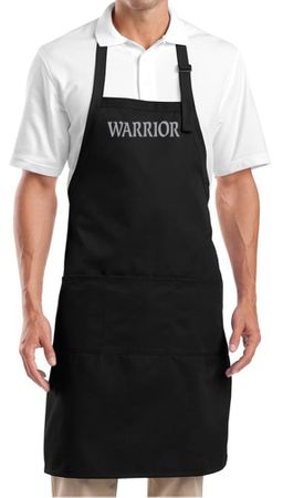 Yoga Apron Warrior Text Full Length Apron with Pockets