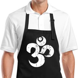 Yoga Apron White Distressed OM Full Length Apron with Pockets