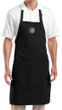 Yoga Apron White Lotus OM Small Print Full Length Apron with Pockets