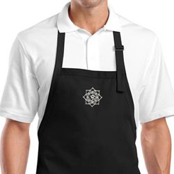 Yoga Apron White Lotus OM Small Print Full Length Apron with Pockets Yoga Apron White Lotus OM Small Print Full Length Apron with Pockets