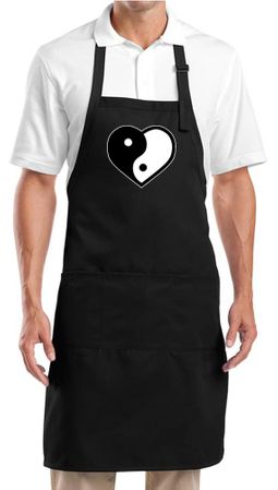 Yoga Apron Yin Yang Heart Full Length Apron with Pockets