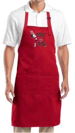 Yoga Apron Yoga Now Wine Later Full Length Apron with Pockets