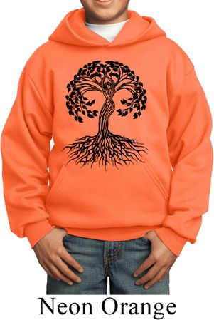 Yoga Black Celtic Tree Kids Hoodie
