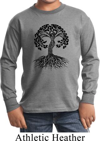 Yoga Black Celtic Tree Kids Long Sleeve Shirt