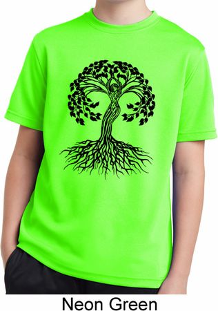 Yoga Black Celtic Tree Kids Moisture Wicking Shirt