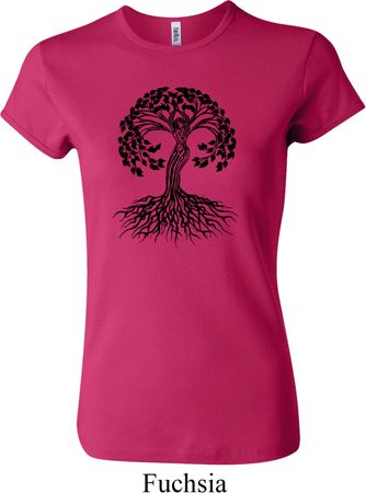 Yoga Black Celtic Tree Ladies Crewneck Shirt