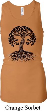 Yoga Black Celtic Tree Ladies Longer Length Racerback Tanktop