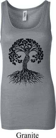 Yoga Black Celtic Tree Ladies Longer Length Tank Top
