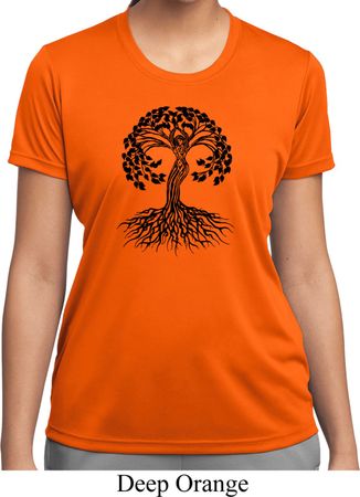 Yoga Black Celtic Tree Ladies Moisture Wicking Shirt