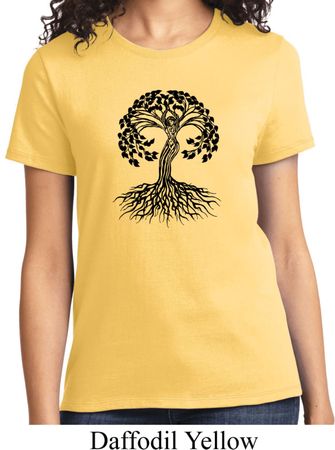 Yoga Black Celtic Tree Ladies Shirt