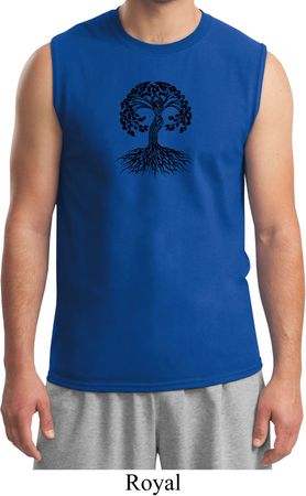 Yoga Black Celtic Tree Mens Muscle Shirt