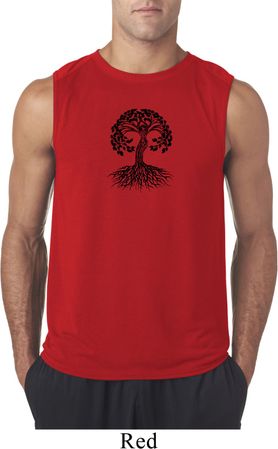 Yoga Black Celtic Tree Mens Sleeveless Shirt