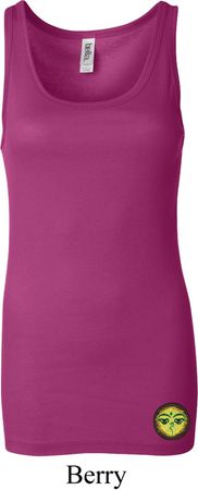 Yoga Buddha Eyes Patch Bottom Print Ladies Longer Length Tank Top