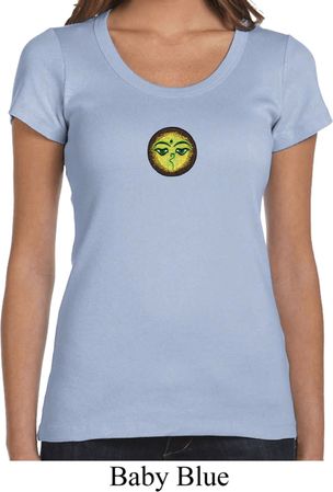 Yoga Buddha Eyes Patch Ladies Scoop Neck Shirt