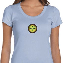 Yoga Buddha Eyes Patch Ladies Scoop Neck Shirt Yoga Buddha Eyes Patch Ladies Scoop Neck Shirt