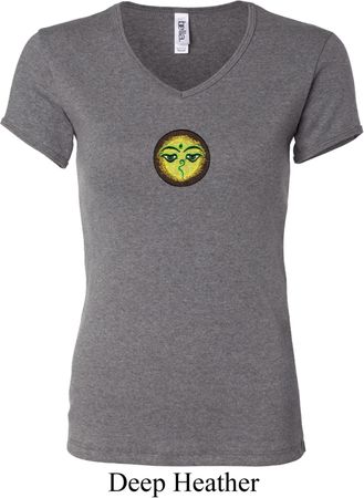 Yoga Buddha Eyes Patch Ladies V-neck Shirt