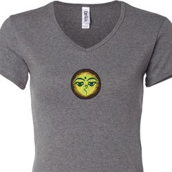 Yoga Buddha Eyes Patch Ladies V-neck Shirt Yoga Buddha Eyes Patch Ladies V-neck Shirt