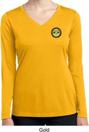 Yoga Buddha Eyes Patch Pocket Print Ladies Dry Wicking Long Sleeve
