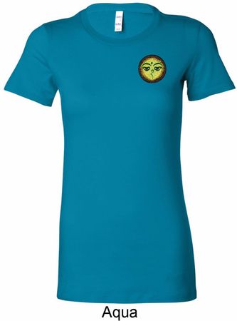 Yoga Buddha Eyes Patch Pocket Print Ladies Longer Length Shirt