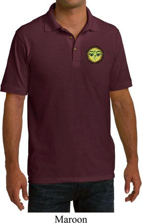 Yoga Buddha Eyes Patch Pocket Print Mens Pique Polo Shirt