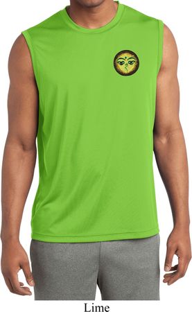 Yoga Buddha Eyes Patch Pocket Print Mens Sleeveless Moisture Wicking