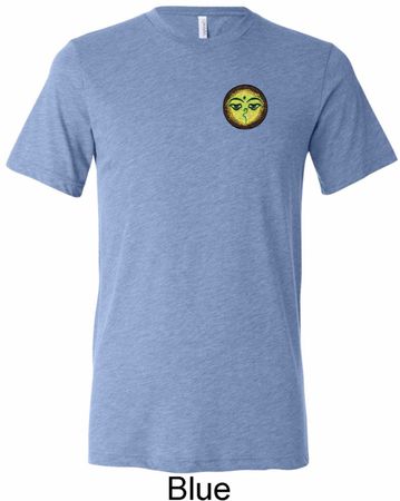 Yoga Buddha Eyes Patch Pocket Print Mens Tri Blend Crewneck Shirt