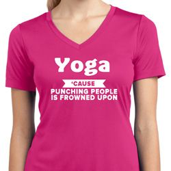 Yoga Cause Punching People is Frowned Upon Ladies Moisture Dry V-neck