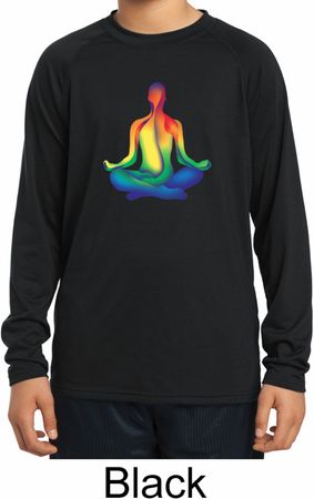 Yoga Chakra Lotus Pose Kids Dry Wicking Long Sleeve Shirt