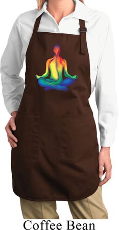 Yoga Chakra Lotus Pose Ladies Full Length Apron with Pockets