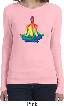 Yoga Chakra Lotus Pose Ladies Long Sleeve Shirt