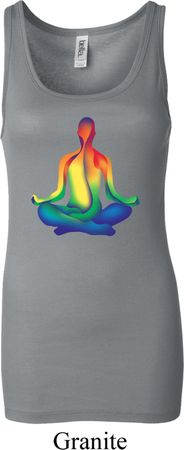 Yoga Chakra Lotus Pose Ladies Longer Length Tank Top