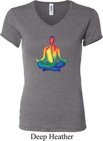 Yoga Chakra Lotus Pose Ladies V-neck Shirt