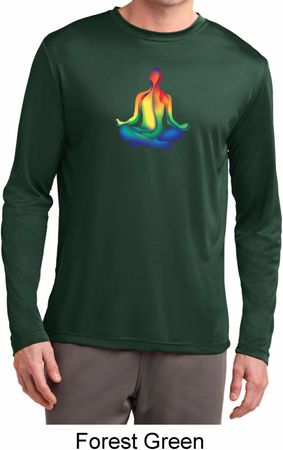 Yoga Chakra Lotus Pose Mens Dry Wicking Long Sleeve Shirt