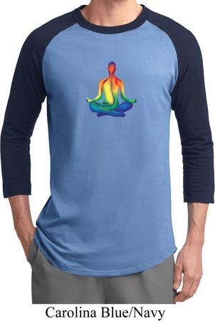 Yoga Chakra Lotus Pose Mens Raglan Shirt