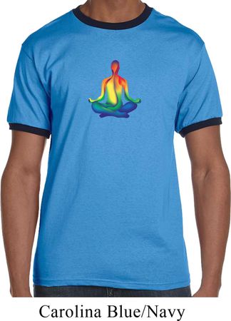 Yoga Chakra Lotus Pose Mens Ringer Shirt