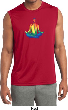 Yoga Chakra Lotus Pose Mens Sleeveless Moisture Wicking Shirt
