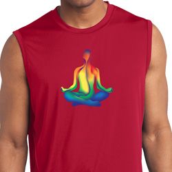 Yoga Chakra Lotus Pose Mens Sleeveless Moisture Wicking Shirt