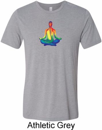 Yoga Chakra Lotus Pose Mens Tri Blend Crewneck Shirt