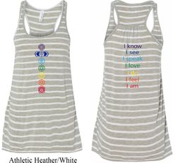 Yoga Chakra Words Front and Back Ladies Flowy Racerback Tanktop